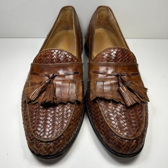 Johnston & Murphy Domani Brown Woven Leather Tassel Loafers Men\'s 10.5 M main image 5